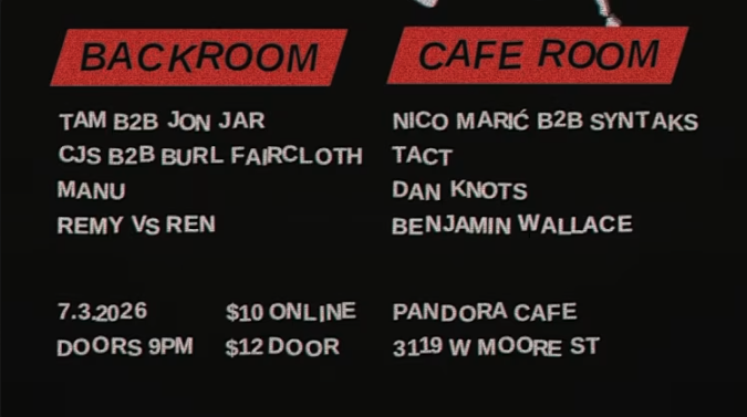 Flyer for Backroom / Cafe Room on 07.03.2026
